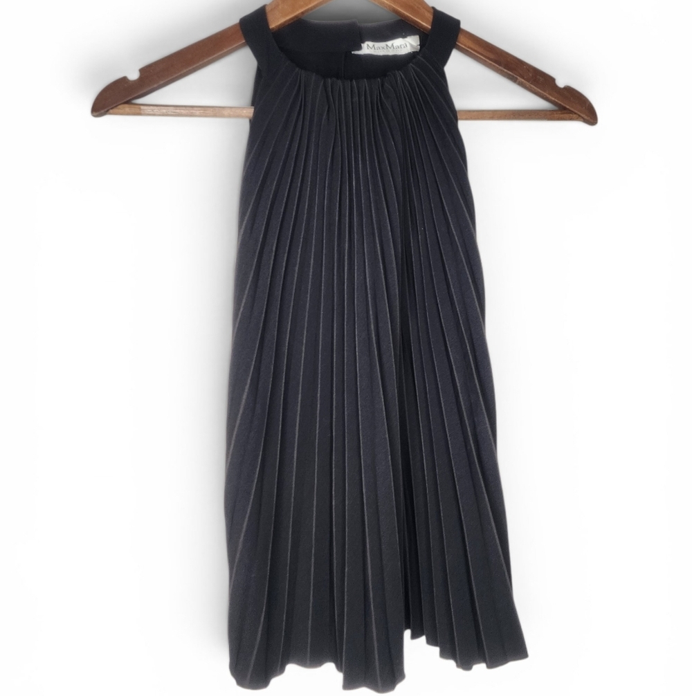 Max Mara Pleated Sleeveless Top In Black Size XS